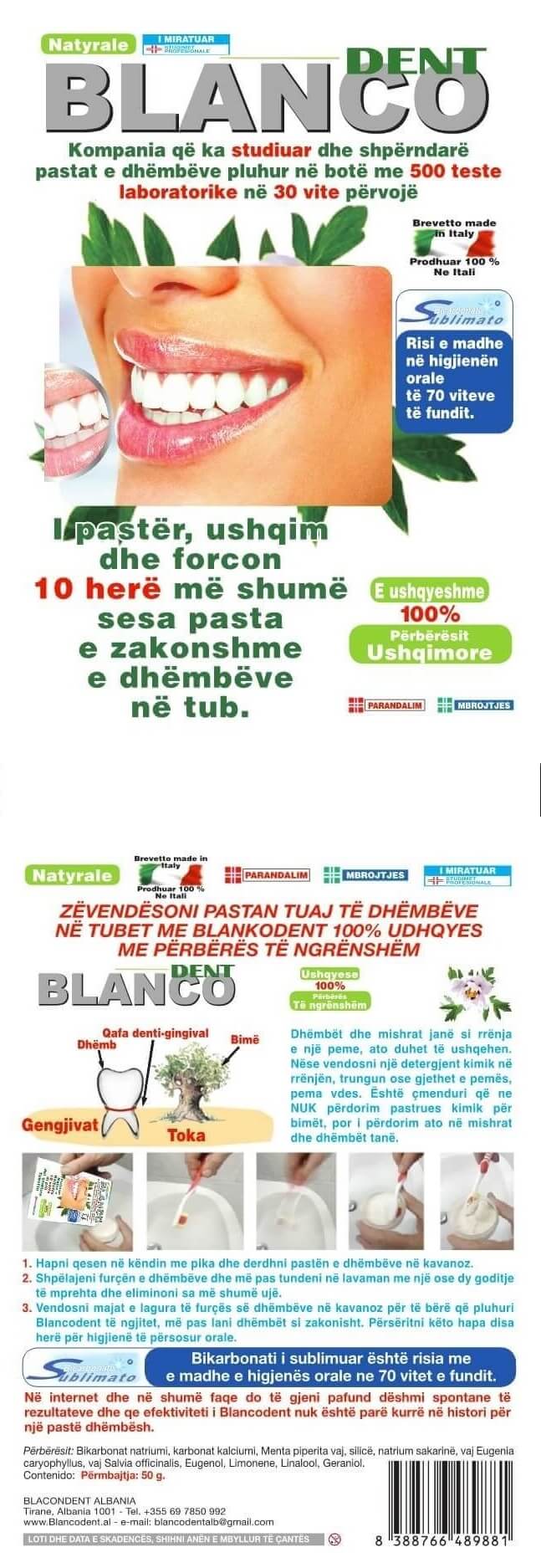 busta albania blancodent dentifricio in polvere